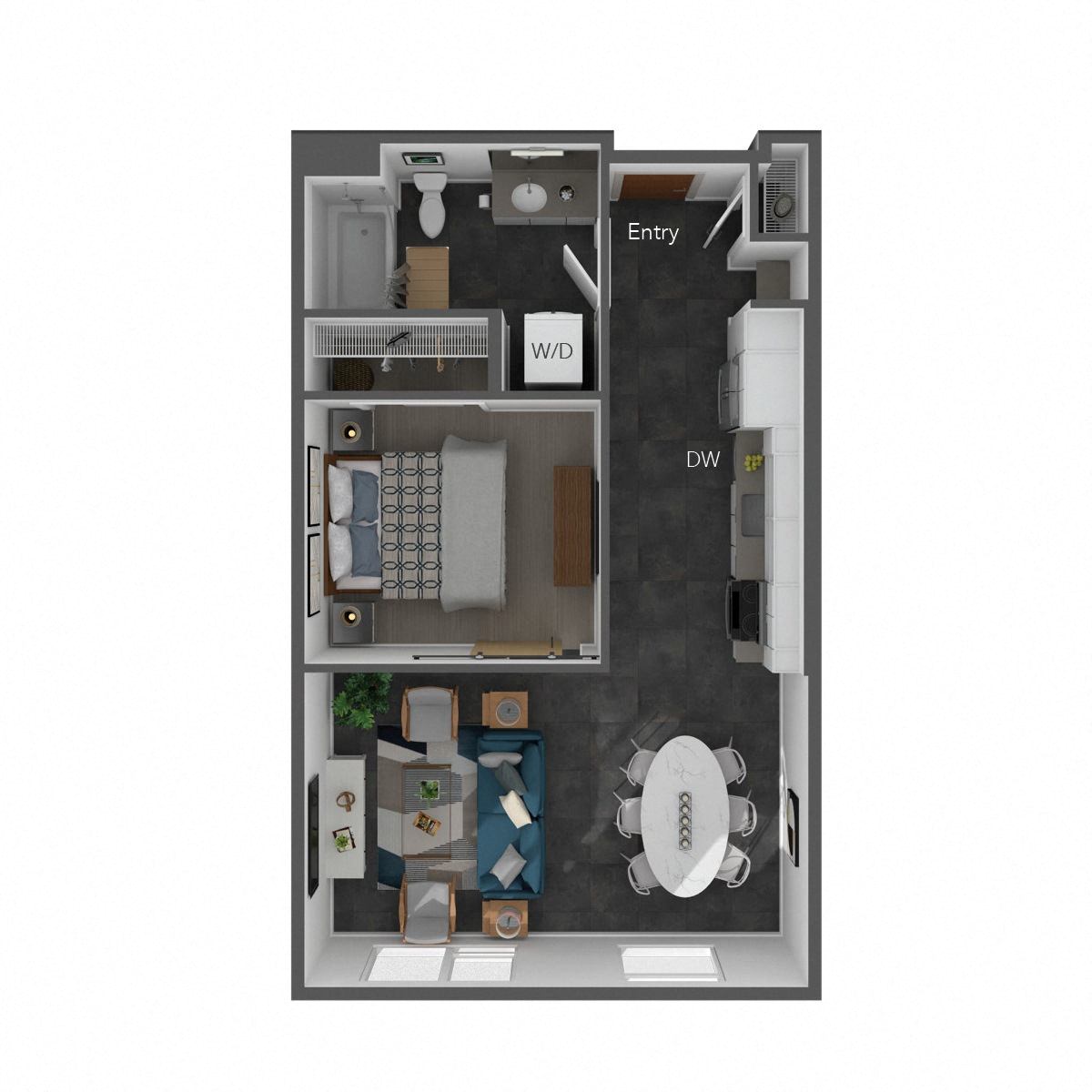 Heron Flats and Lofts 1x1 ARCH Floor Plan